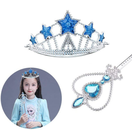 Karlar Ülkesi Elsa Yıldız Mavi Taç ve Elsa Asa Seti 2 Parça (4172)