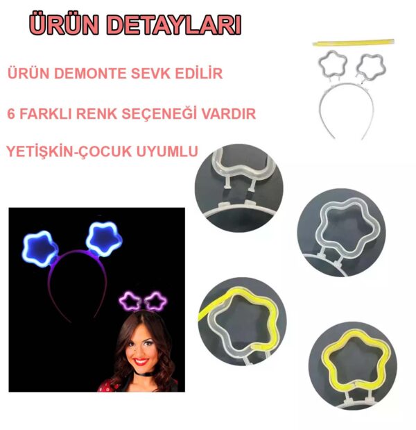 Glow Stick Karanlıkta Yanan Fosforlu Yıldız Taç 12 Adet (4172) - Görsel 2