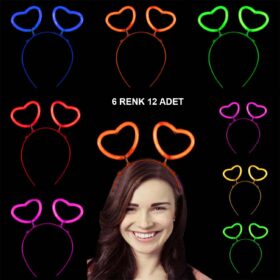 Glow Stick Karanlıkta Yanan Fosforlu Kalp Taç 12 Adet (4172)