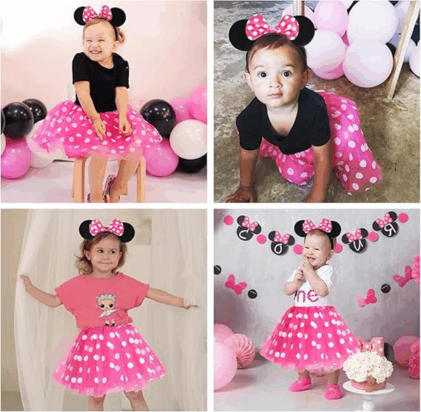 Pembe Fiyonklu Minnie Mouse Tacı Mini Kulak (4172) - Görsel 4