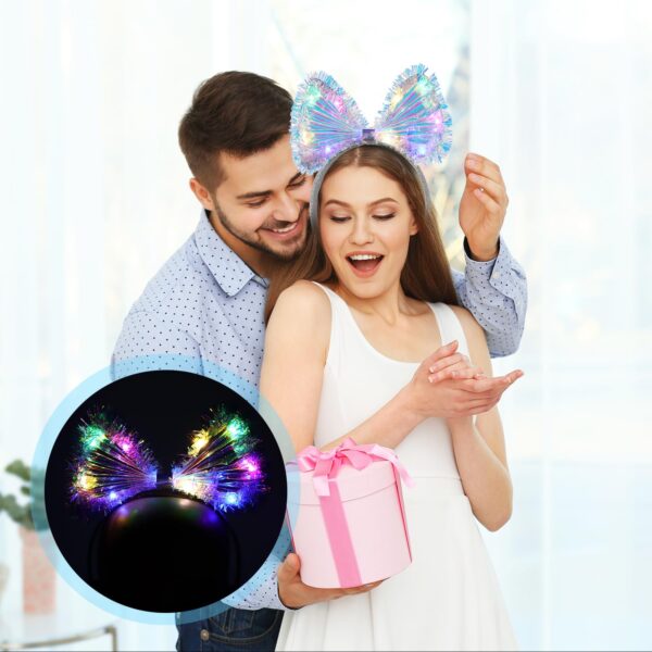 Işıltılı Fiber Fiyonk Gece Tacı Işıklı Ledli Eğlence Tacı 1 Adet 20x21 cm (4172) - Görsel 2