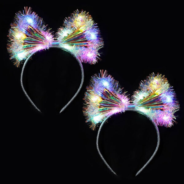 Işıltılı Fiber Fiyonk Gece Tacı Işıklı Ledli Eğlence Tacı 1 Adet 20x21 cm (4172) - Görsel 3