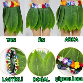 Tropikal Esintili Hawaii Yapraklı Parti Eteği Çocuk Boy (4172)
