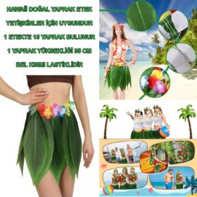 Tropikal Esintili Hawaii Yapraklı Parti Eteği Yetişkin Boy (4172)