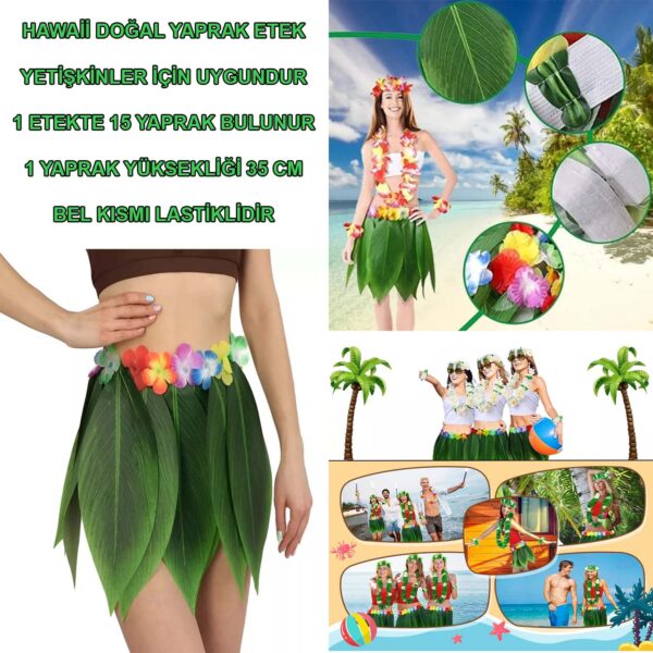 Tropikal Esintili Hawaii Yapraklı Parti Eteği Yetişkin Boy (4172)