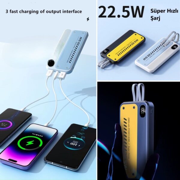 10000 mAh Hızlı Şarj Özellikli Aynı Anda 4 Cihazı Şarj Edebilen Powerbank (4172) - Görsel 4