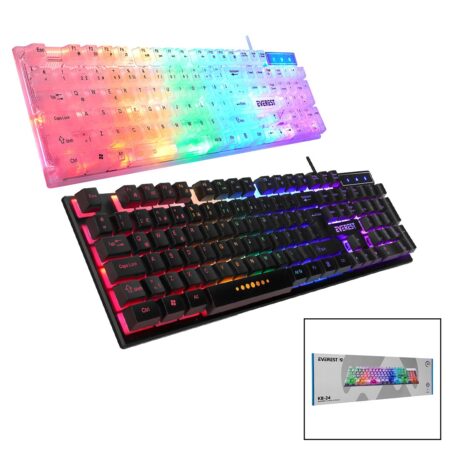 EVEREST KB-24  GÖKKUŞAĞI IŞIKLI   USB KABLOLU  OYUNCU KLAVYE  155CM KABLO (4172)