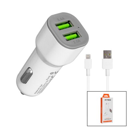İPHONE - KABLOLU  OTO - ARAÇ ÇAKMAKLIK ŞARJ BAŞLIK SET  3.1A - 155W - 1MT KABLO  HY-X44 (4172)