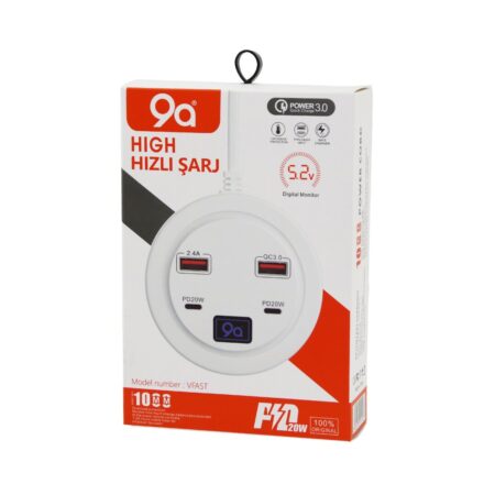 HIGH POWER 3.0  VFAST KY-100  ÇOKLU= 4 LÜ   HIZLI  ŞARJ SETİ  2AD -PD20W=TYPE-C  - 2.1A + QC3.0= USB  2.4W (4172)