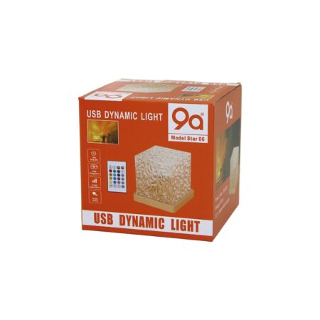 USB KUMANDALI RGB SU DESENLİ MİKA KRİSTAL PLASTİK GECE LAMBASI 9.5X9.5CMX11.5CM (4172)