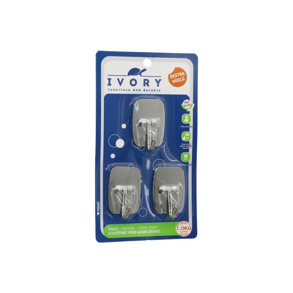 3PCS DİKDÖRTGEN - KOMPLE METAL  YAPIŞKAN ASKI  2KG TAŞIMA (4172)