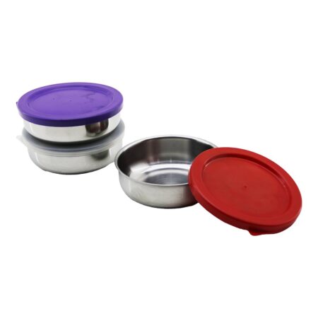 12CM   ÇELİK  SAKLAMA KABI  RENKLİ - ŞEFFAF PLASTİK KAPAK (4172)