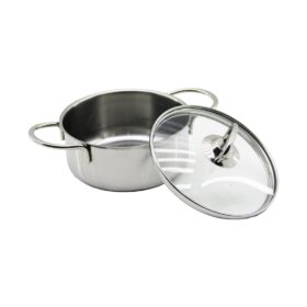 14CM   CAM KAPAK   MİNİ  ÇELİK TENCERE (4172)