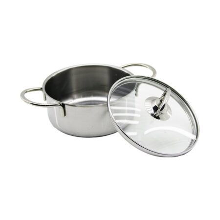 14CM   CAM KAPAK   MİNİ  ÇELİK TENCERE (4172)