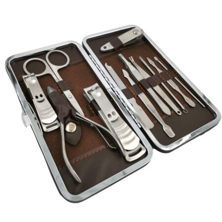Çantalı Manikür Pensi Profesyonel ve Manikür Pedikür Seti 13 Parça Tırnak Eti İtici Ve Cımbız (4172)