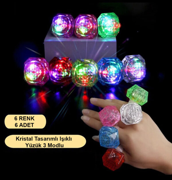 Kristal LED Parti Yüzük Seti (6'lı)