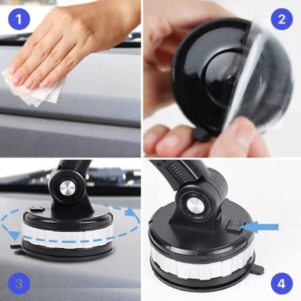 Jel Vantuzlu Cama Takılabilen Güçlü 360 Derece Dönebilen Ayarlanabilir Araç Içi Vantuzlu Telefon Tutucu (4172) - Görsel 4