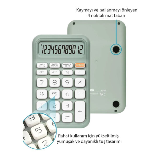 POWERMASTER PM-25410 YEŞİL 12 HANELİ HESAP MAKİNESİ - Görsel 2