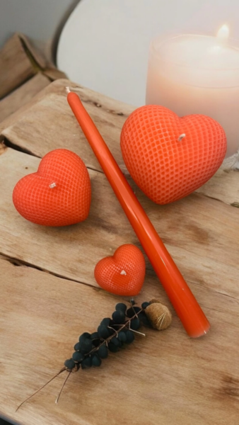 3'Lü El Yapımı Kalp Şeklinde Dekoratif Mumlar – 1 Adet Şamdan Mum Hediye - Bakkal Mum