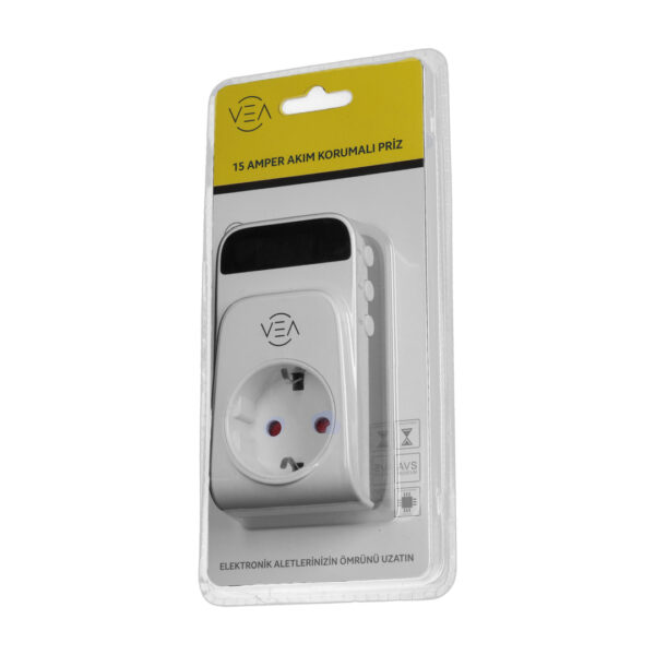 VEA VE-25530 15A 3520W TEKLİ DİJİTAL GÖSTERGELİ AKIM KORUMALI PRİZ AŞIRI YÜKSEK GERİLİM - Görsel 3