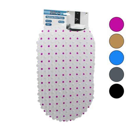 OVAL - EKO PVC +VANTUZ DESEN - ŞEFFAF RENKLİ 122PCS VANTUZ KAYDIRMAZ BANYO - KÜVET PASPAS 33X61CM (4172)