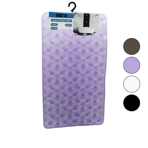 DİKDÖRTGEN - LÜX PVC PETEK DESEN - ŞEFFAF-BUZLU 98PCS VANTUZ KAYDIRMAZ BANYO - KÜVET PASPAS 37X68CM (4172)