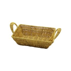 DİKDÖRTGEN PLASTİK HASIR EKMEK - ÇOK AMAÇLI SEPET KULPLU - METAL İSKELET TABAN:13.5X20- AĞIZ:19X26.5CM D:7.5CM (4172)