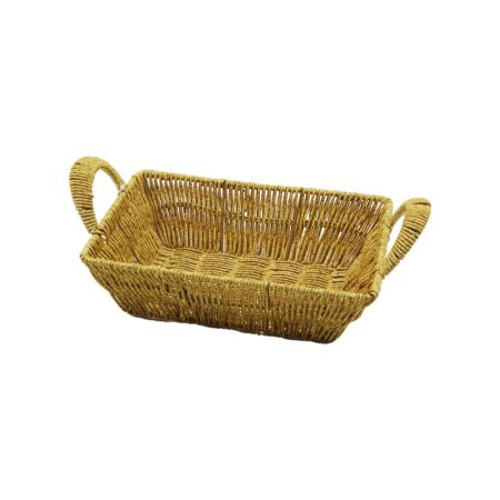 DİKDÖRTGEN PLASTİK HASIR EKMEK - ÇOK AMAÇLI SEPET KULPLU - METAL İSKELET TABAN:13.5X20- AĞIZ:19X26.5CM D:7.5CM (4172)