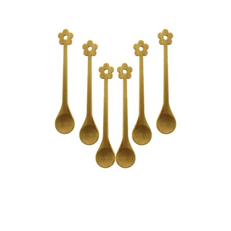 6 PCS   MİNİ   BAMBU AHŞAP KAŞIK   14.5CM (4172)