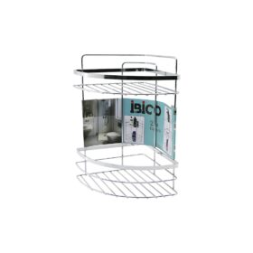 LAMALI   2 KATLI - ÜÇGEN   KROM   METAL  BANYO KÖŞELİK - DUŞKABİN RAF (4172)