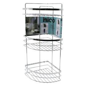 LAMALI   3 KATLI - ÜÇGEN   KROM   METAL  BANYO KÖŞELİK - DUŞKABİN RAF (4172)
