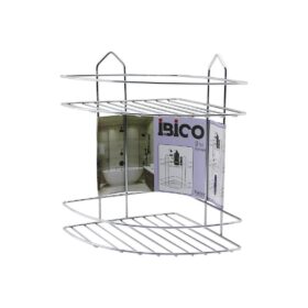 2 KATLI - ÜÇGEN   KROM   METAL  BANYO KÖŞELİK - DUŞKABİN RAF (4172)