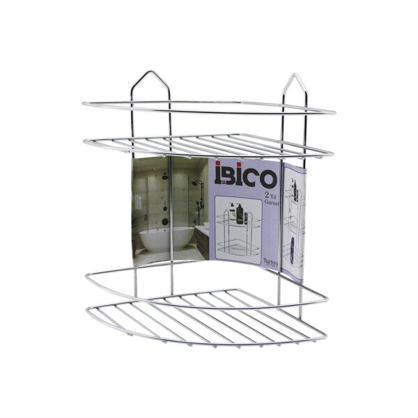 2 KATLI - ÜÇGEN   KROM   METAL  BANYO KÖŞELİK - DUŞKABİN RAF (4172)