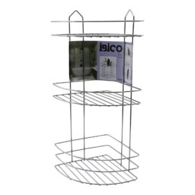 3 KATLI - ÜÇGEN   KROM   METAL  BANYO KÖŞELİK - DUŞKABİN RAF (4172)