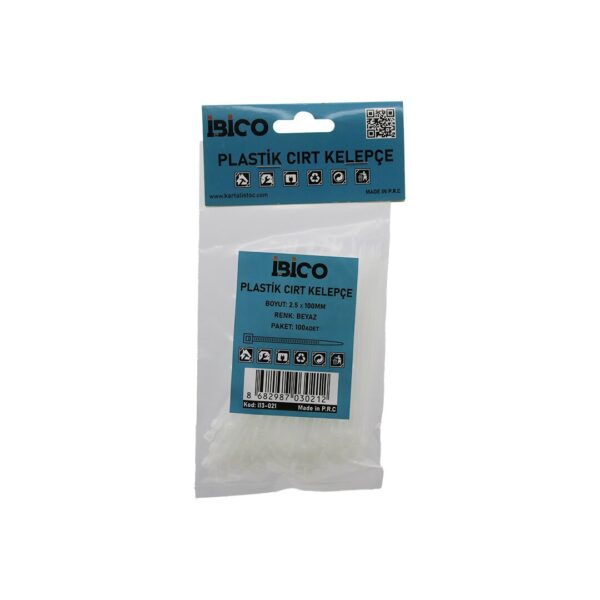 100PCS BEYAZ  2.5X100MM  PLASTİK CIRT KELEPÇE (4172)