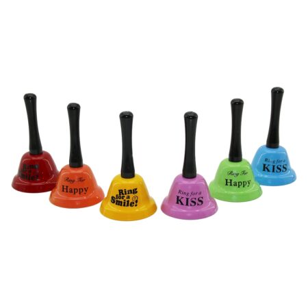 BÜYÜK   TUTMALI - SALLAMALI  RENKLİ METAL RESTORANT OTEL ZİLİ ÇAP: 7.5CM - PLS.SAPLI BOY: 13.5CM (4172)