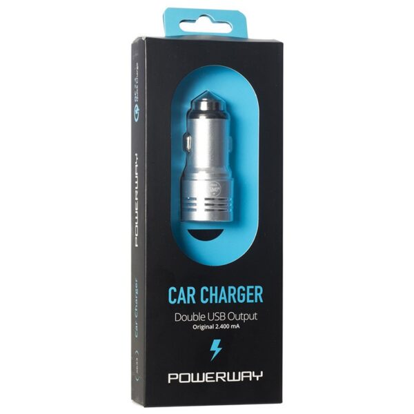 POWERWAY X-633 ÇİFT USBLİ 3.1 AMPER METAL ÇAKMAKLIK ARAÇ ŞARJ CİHAZI - Görsel 2