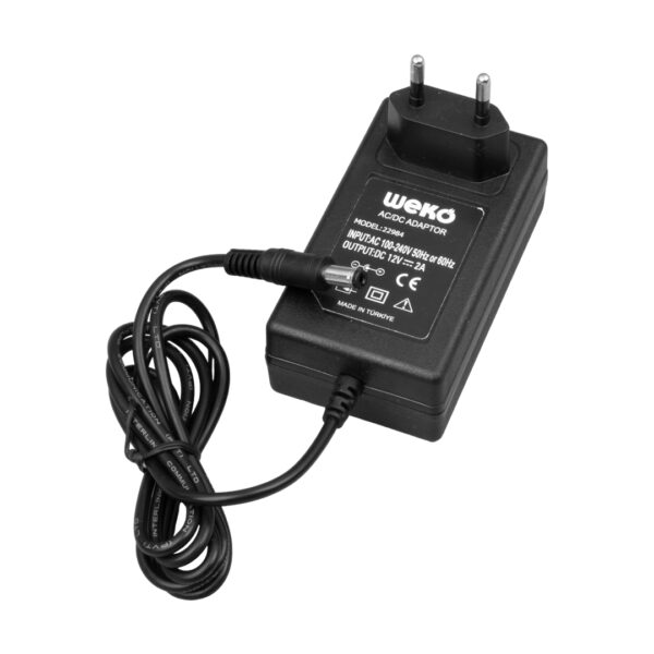 WEKO 12 VOLT - 2 AMPER 5.5*2.1 UÇLU PLASTİK KASA PRİZ TİPİ ADAPTÖR - Görsel 3