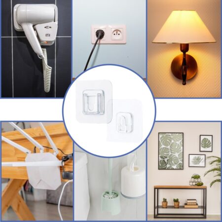 Eşya Sabitleme Askısı 10 Çift Şeffaf Çift Taraflı Yapışkanlı Geçmeli Klips (4172)