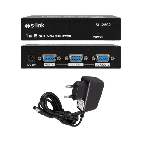 S-LINK SL-2502 2 PORT 250 MHZ MONİTÖR ÇOKLAYICI VGA SPLITTER DAĞITICI  (250MHZ - 1920X1080) - Görsel 2