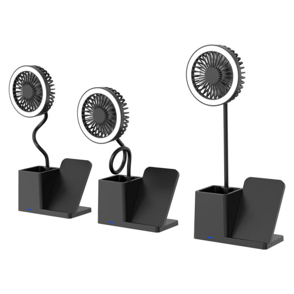 S-LINK SL-M9055 SİYAH TYPE-C  10W KABLOSUZ ŞARJ CİHAZI FANLI KALEMLİKLİ MASA LAMBASI - Görsel 3