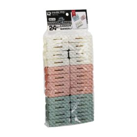 24PCS  ÇAMAŞIR MANDALI  RENKLİ PLASTİK - PRİZMA KABARTMA DESENLİ (4172)