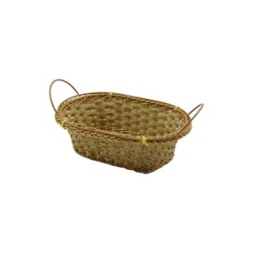 OVAL PLASTİK HASIR EKMEK - ÇOK AMAÇLI SEPET KULPLU - METAL İSKELET TABAN:11X18- AĞIZ:18X24.5CM D:8CM (4172)