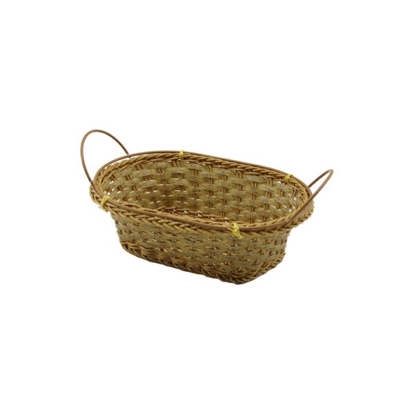 OVAL PLASTİK HASIR EKMEK - ÇOK AMAÇLI SEPET KULPLU - METAL İSKELET TABAN:11X18- AĞIZ:18X24.5CM D:8CM (4172)