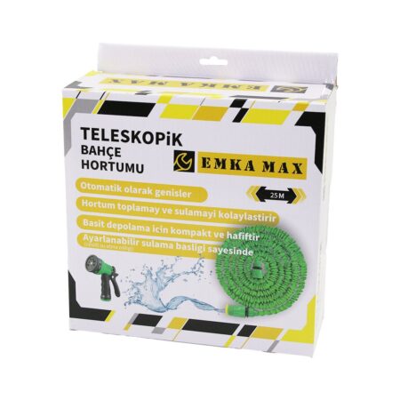 25MT TELESKOPİK UZAYAN BAHÇE HORTUMU 7 FONKSİYON AYARLI TETİKLİ TABANCA (4172)