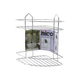 2 KATLI - ÜÇGEN   KROM   METAL  BANYO KÖŞELİK - DUŞKABİN RAF (4172)