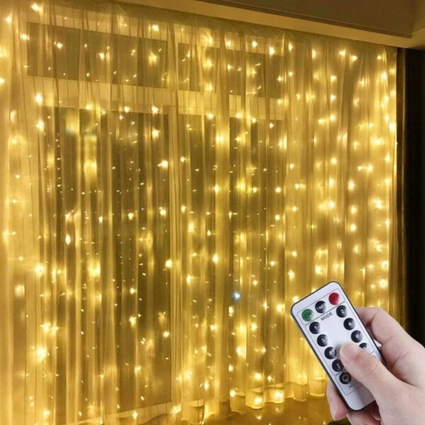 Uzaktan Kumandalı LED Perdeye Takılabilen Kancalı Işık Usb 3x3 Metre Peri Perde LED (4172) - Görsel 2