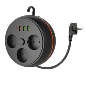 3 Adet Soket,3 Adet USB ve 1 Adet Type-C Girişli Termal Akım Korumalı Makaralı Priz 3395 (4172)