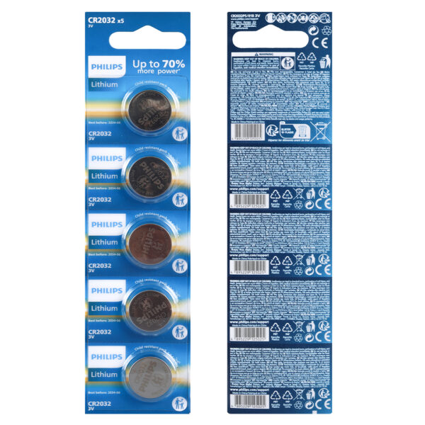 PHILIPS CR2032 3V LİTYUM MİNİ DÜĞME PARA PİL (BLİSTER 5Lİ PAKET) (4172)