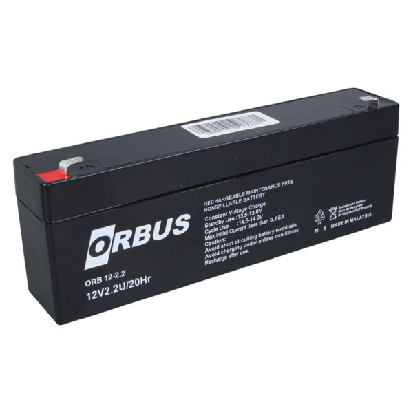 ORBUS 12 VOLT - 2.2 AMPER YATIK UZUN AKÜ (176 X 61 X 33 MM) (4172)